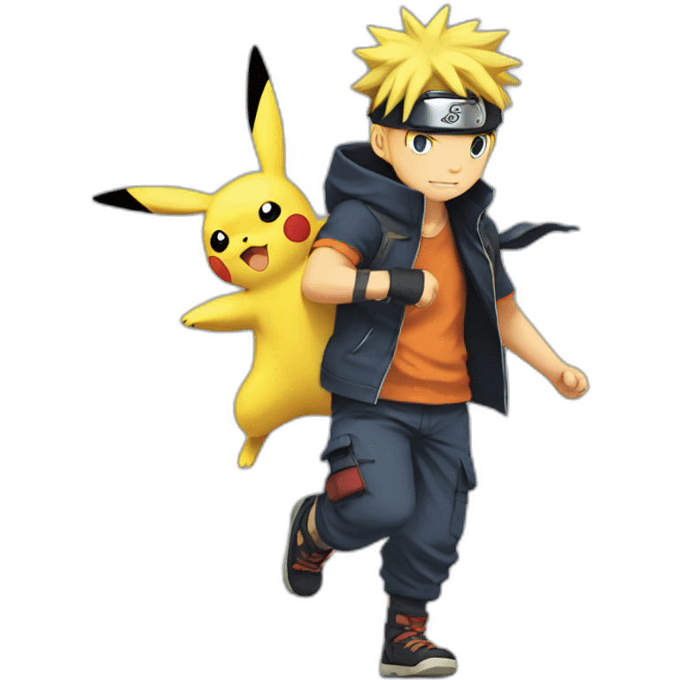 Naruto carrying a pikachu emoji