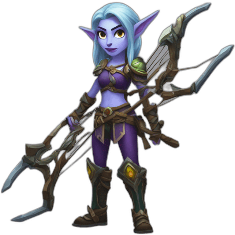 warcraft night elf hunter female holding crossbow emoji