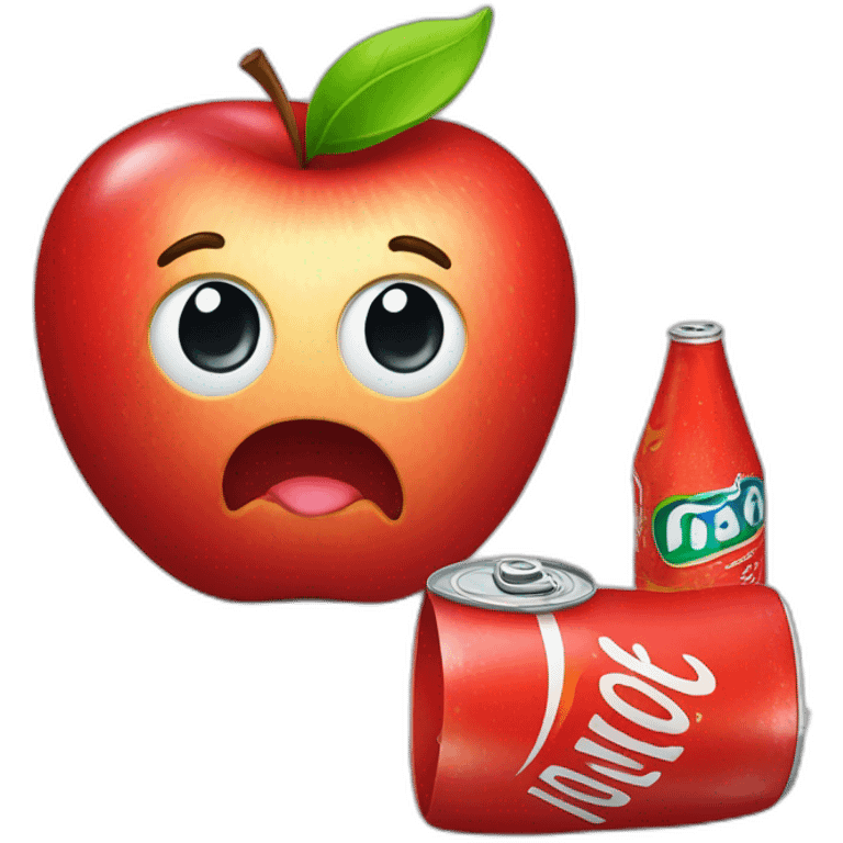 Red apple with a soda can emoji