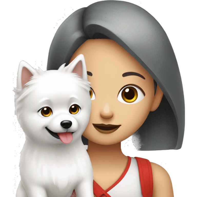 white spitz with asian girl emoji