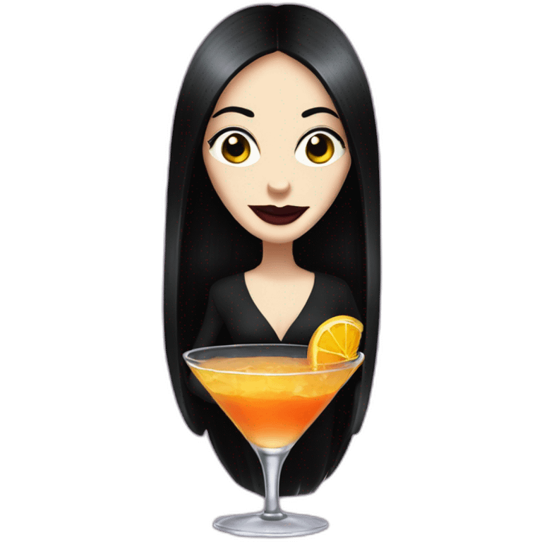 Morticia adams bebendo  cocktail emoji