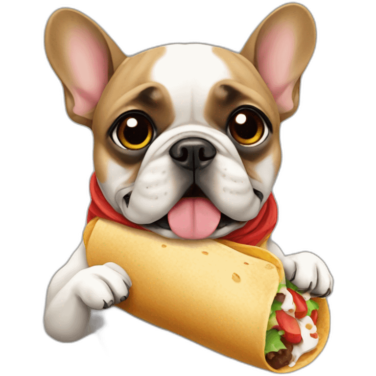 a french bulldog eating a burrito emoji