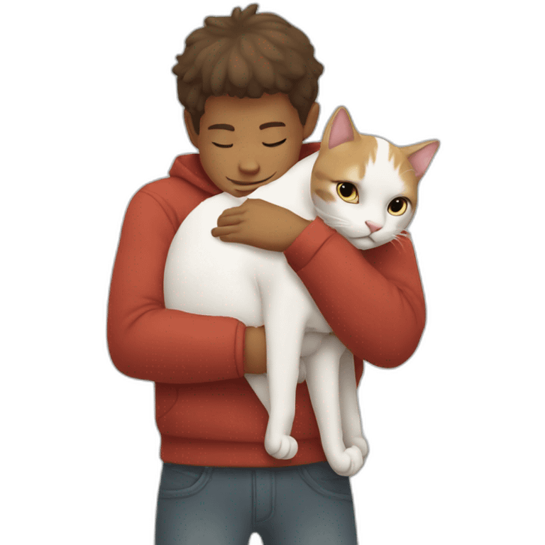 Cat in arms of boy emoji