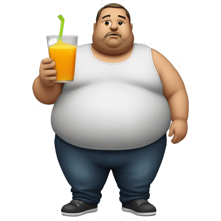 Fat man with juice emoji