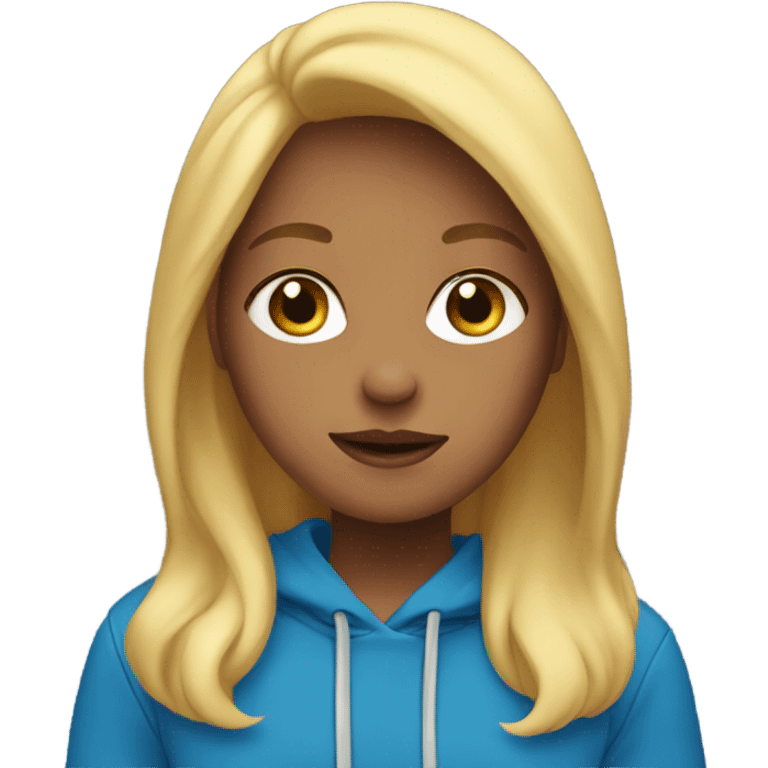 blonde girl wearing a blue hoodie emoji