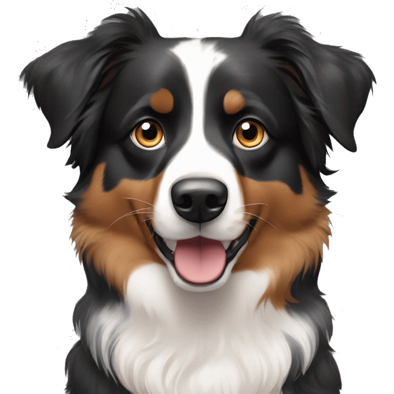 dark tri-color australian shepherd with two different eyes emoji