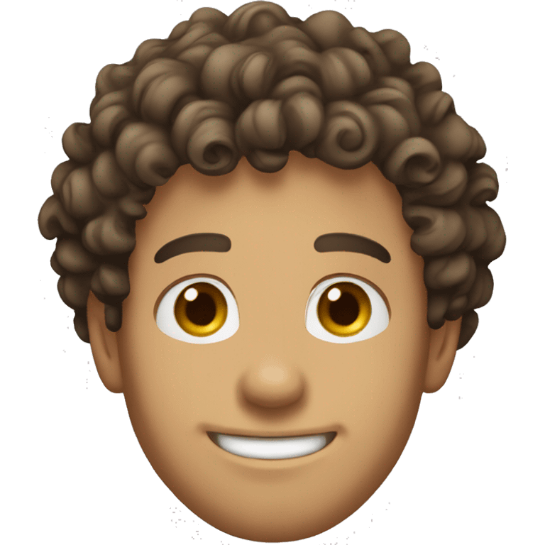 30 years old caucasian men, curly short hair, brown eyes, not shaved smiling emoji