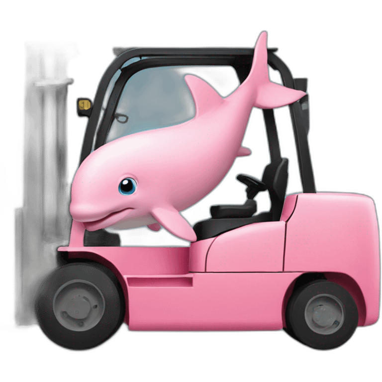 Pink Dolphin driving a Forklift emoji