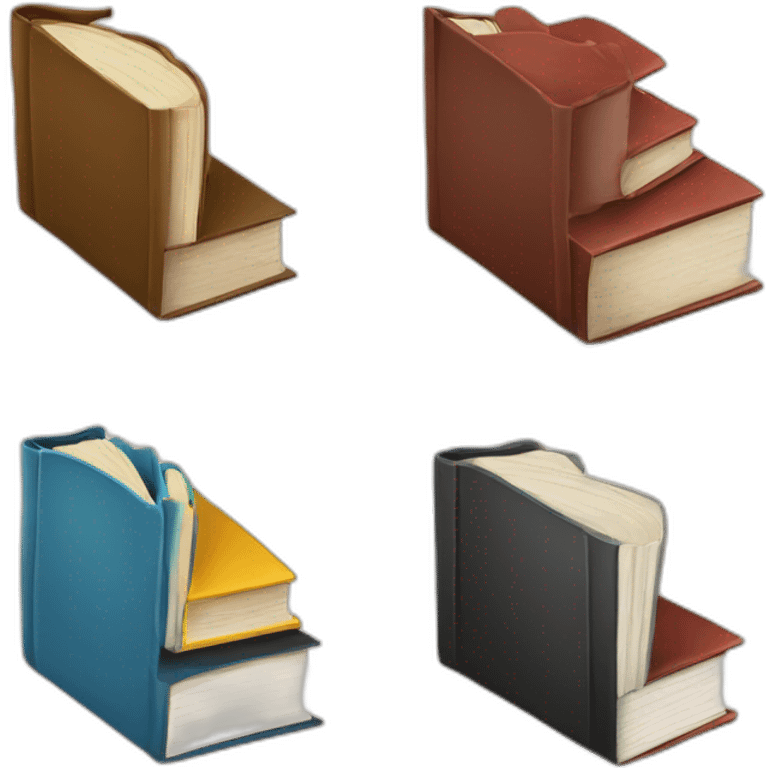 books with different size and thick with one book inclined emoji