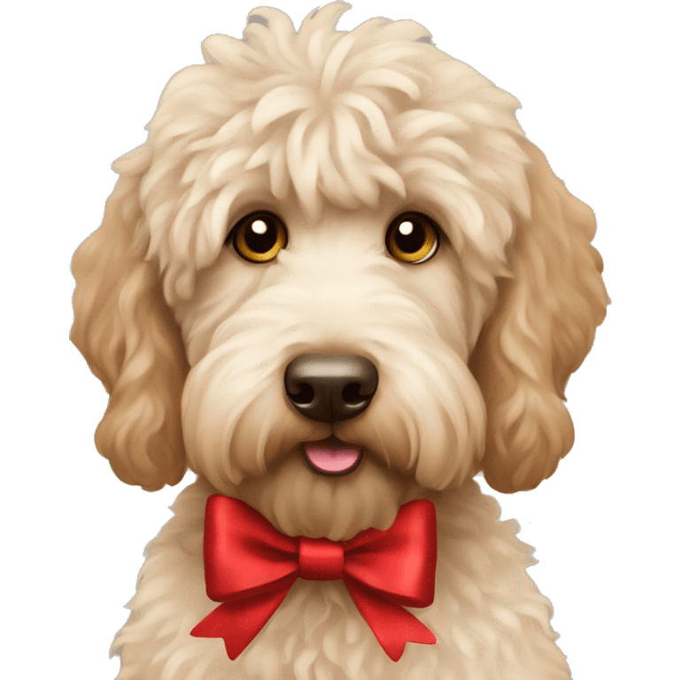 Labradoodle with xmasbow emoji