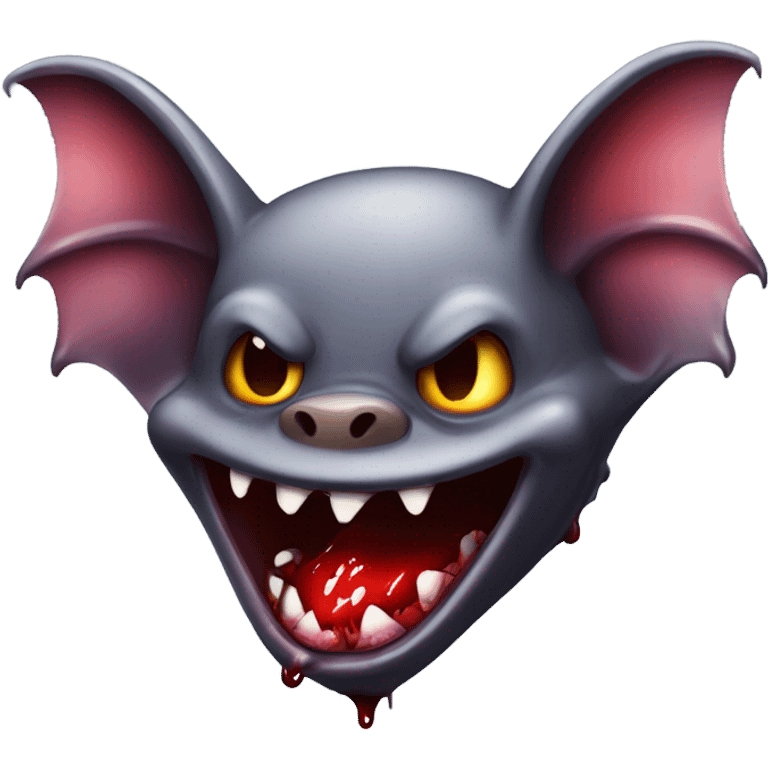 Mischievous vampire bat large fangs dripping blood emoji