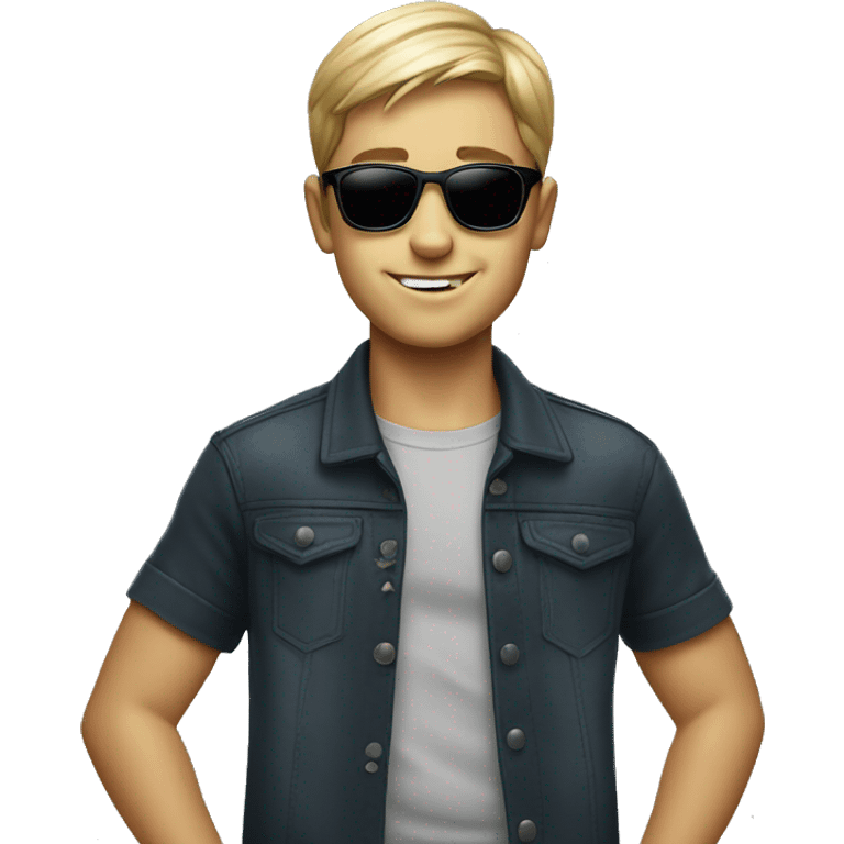 boy wearing sunglasses by Collingwood poster emoji