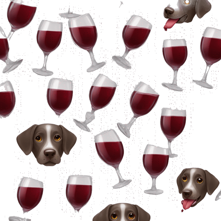 German short haired pointer Dog drinking red wine emoji