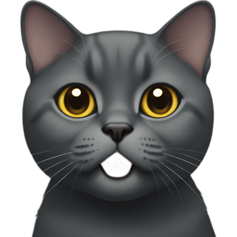 Black British shorthair cat face emoji