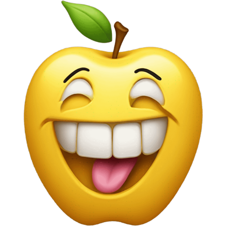 Typical apple yellow emoji sticking tongue out laughing into somebody’s face emoji