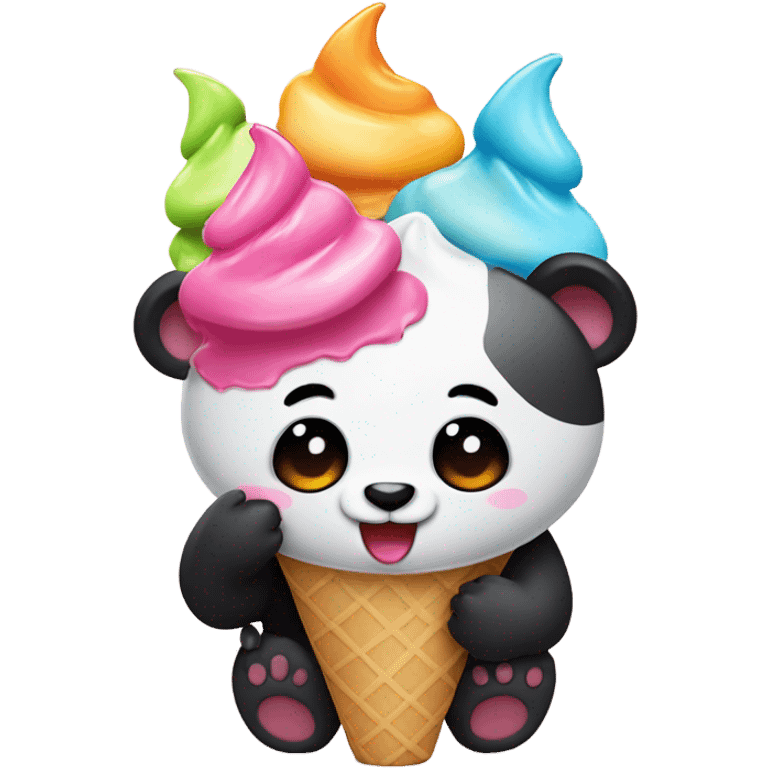 Panda eating ice cream emoji