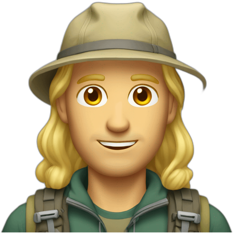 mountain trekker blonde man emoji