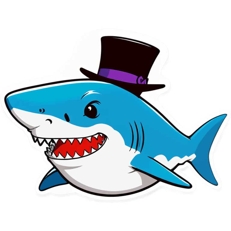 Shark with a top hat emoji