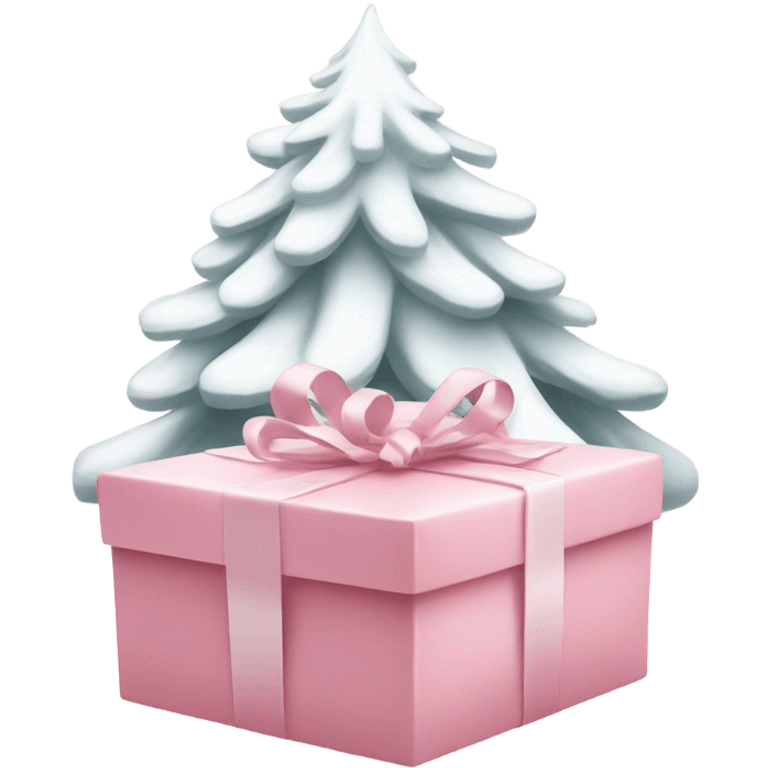 Light pink Christmas gifts under a white Christmas tree  emoji