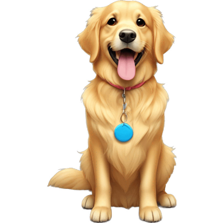 Golden retriever with a frisbee emoji