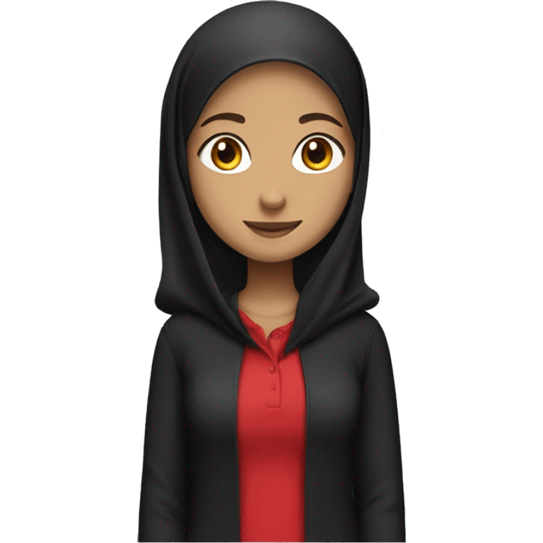 Make a fair-skinned girl wear a black hijab with a full red polo shirt  emoji