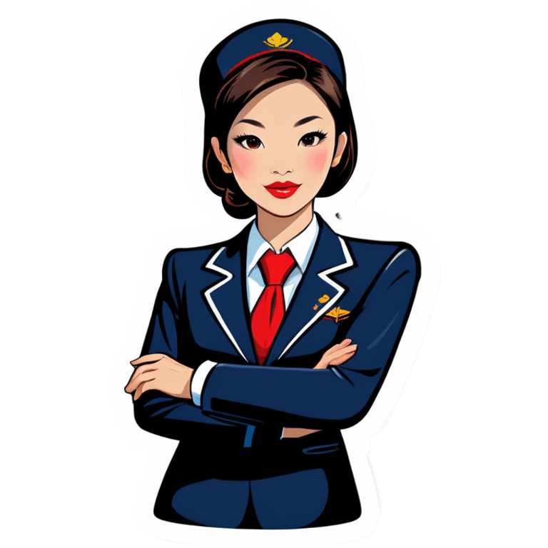 Red lips Asian flight attendant  emoji