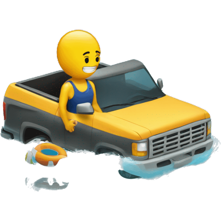 a person in a pool that is a truck emoji