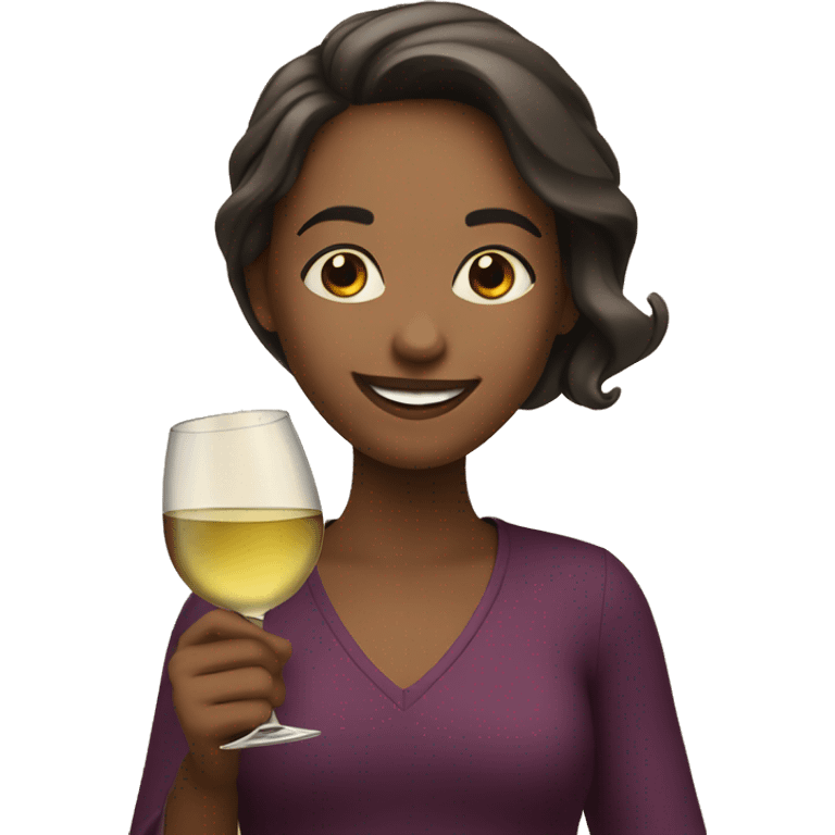 smiling girl with wine glass emoji