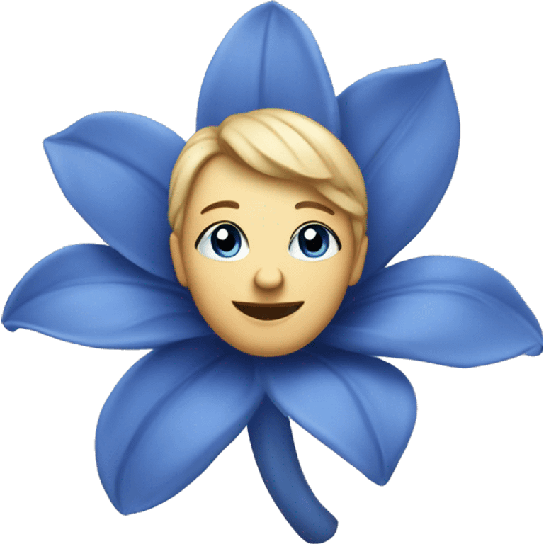 fleur bleue avec v blanc  emoji