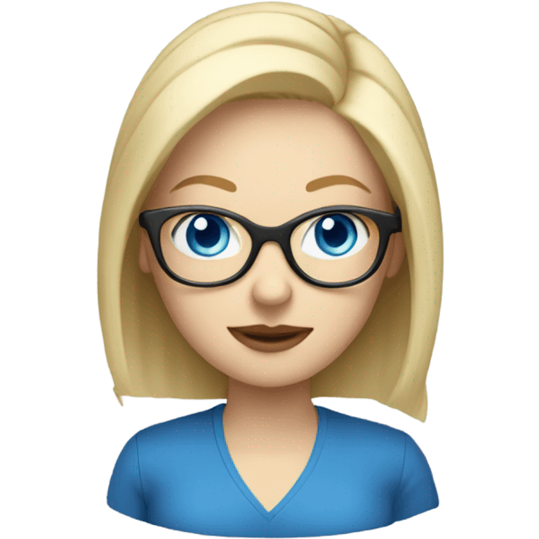 blonde pale white woman with blue eyes and glasses working on laptop emoji