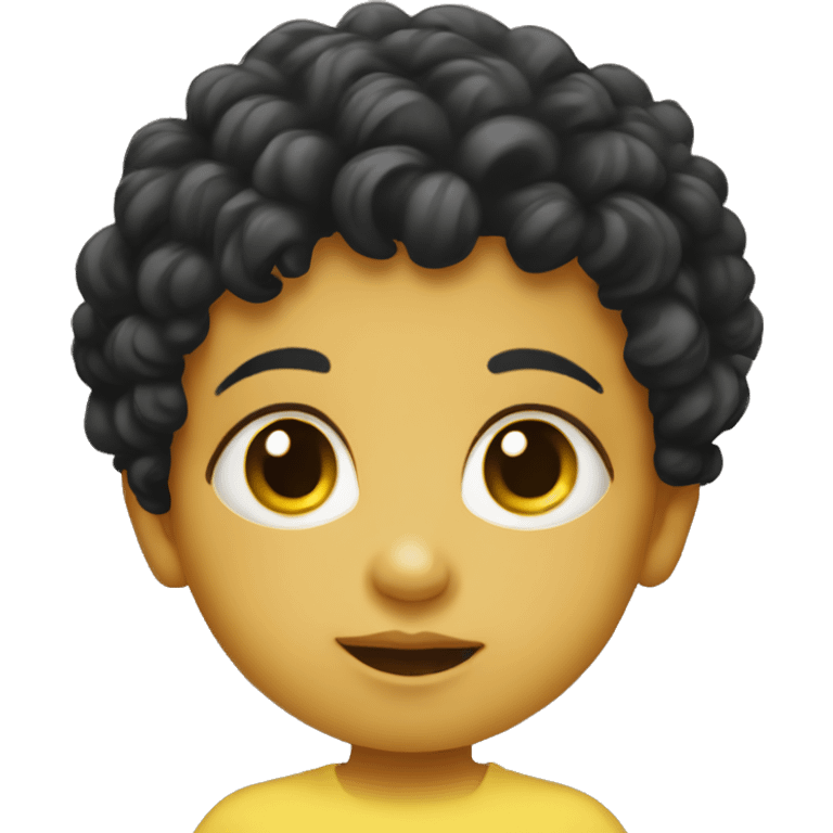 Yellow-skinned infant with black curly hair emoji