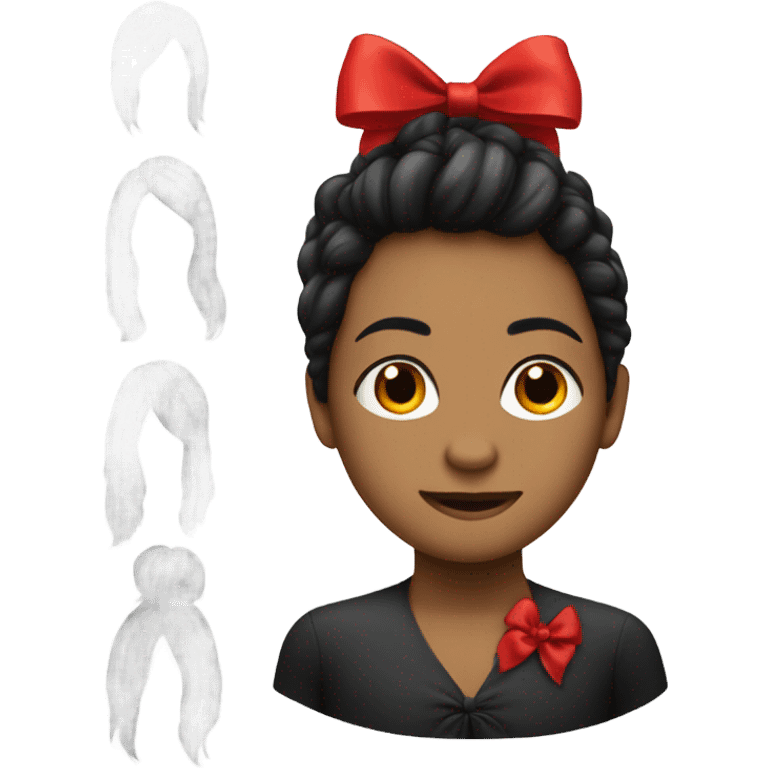 black open hair from behind with a red bow emoji