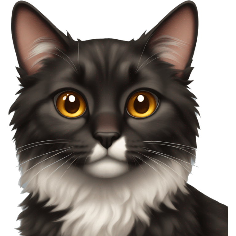 A black and brown fluffy cat with heterochromia emoji