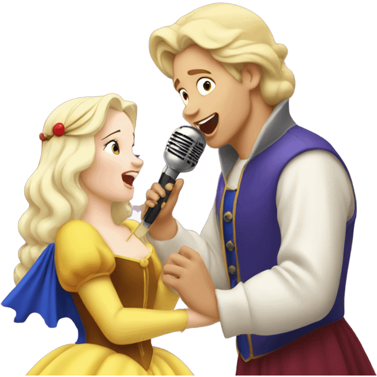 Blonde Snow White singing to possum  emoji