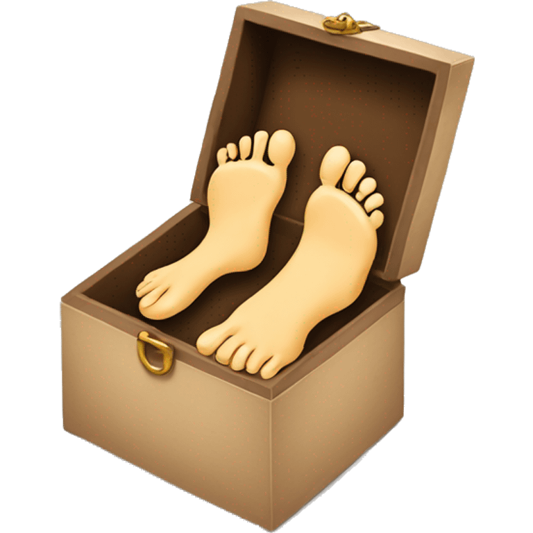 feet holding ring in a box proposing emoji