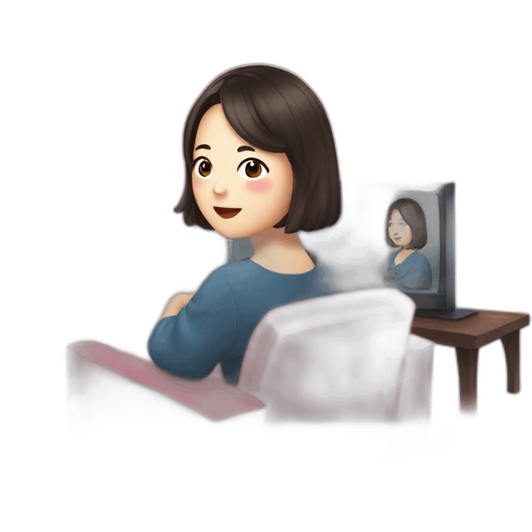 Kim Min-jeong watching romantic television emoji