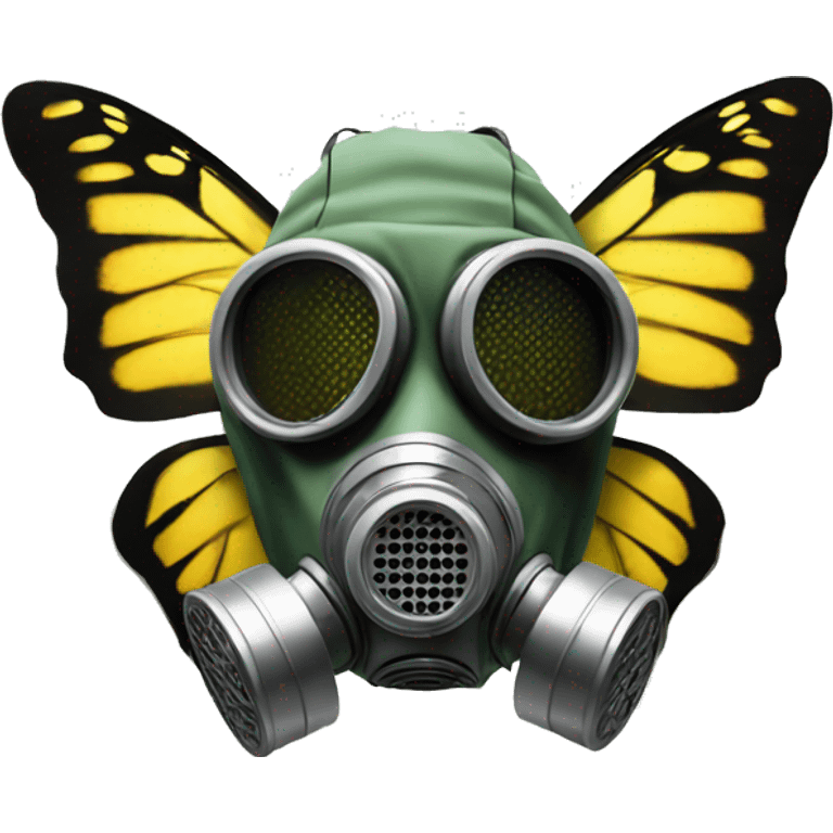 Butterfly wearing gas mask emoji