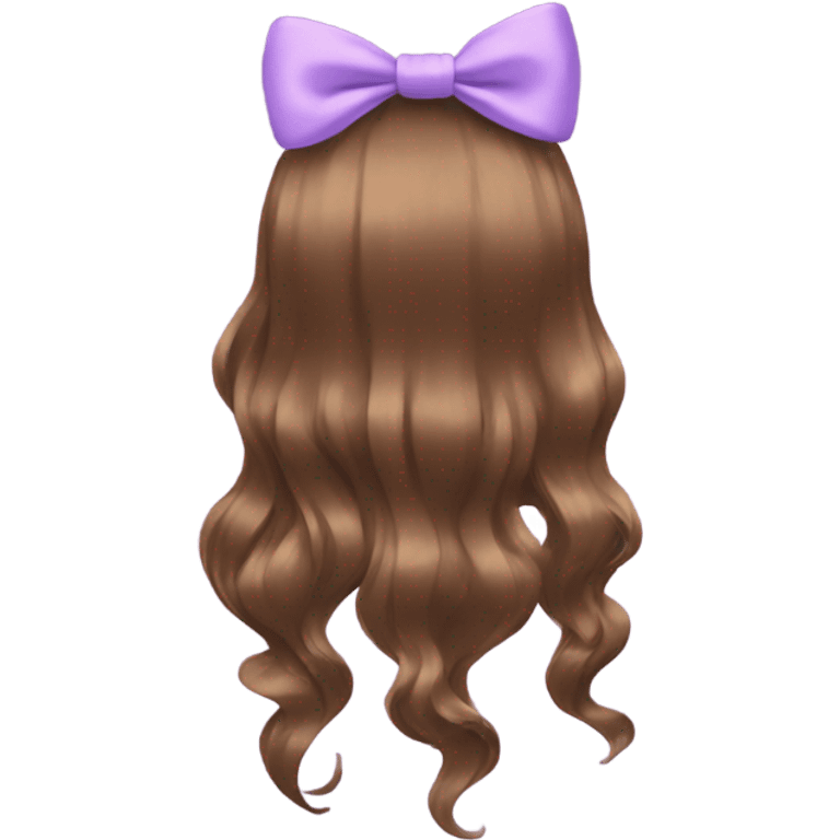 brown open hair from behind with a light purple bow emoji