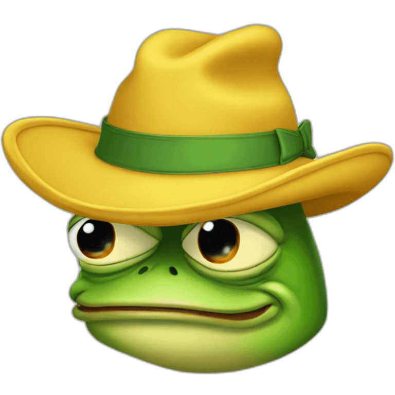 pepe the frog wearing a pointy yellow hat emoji