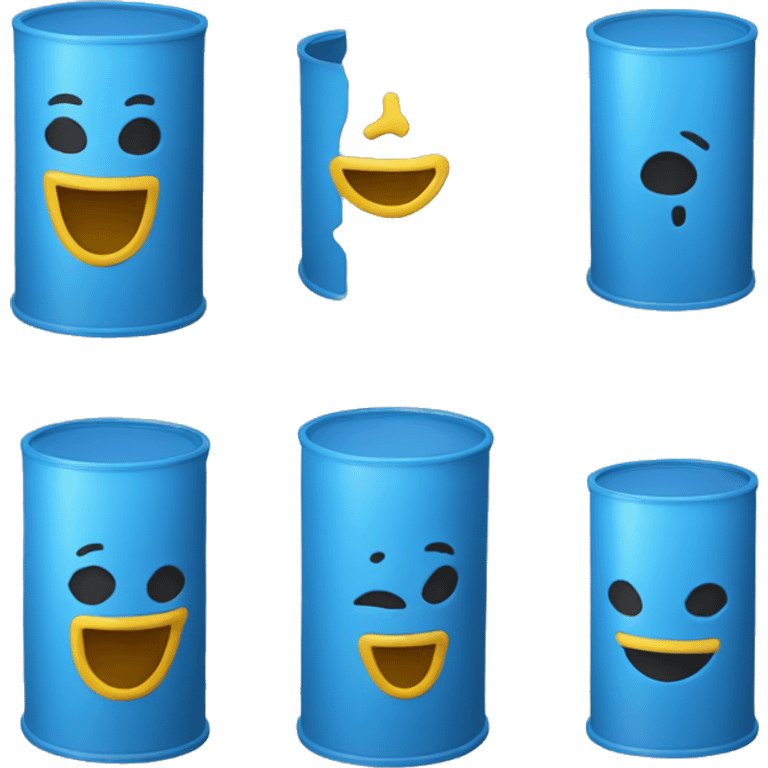 blue cylinder with smiley face emoji