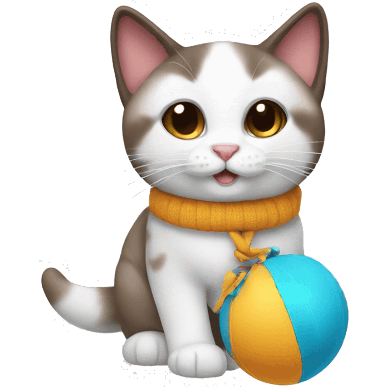 snowshoe cat with a toy  emoji