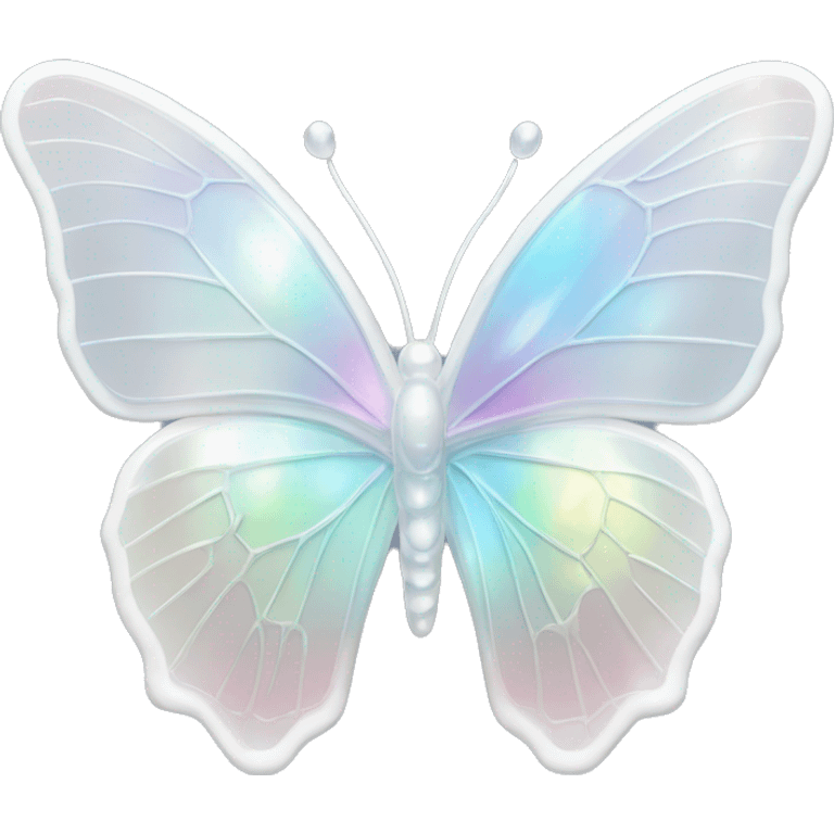 Pastel white iridescent glass crystal butterfly emoji