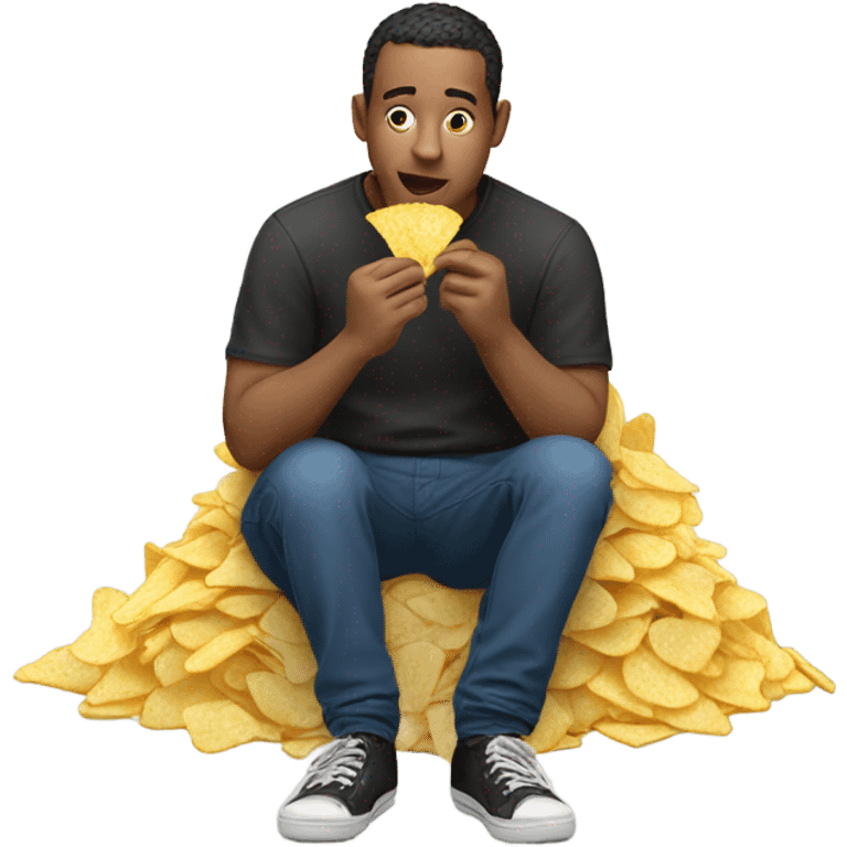 Man eating chips emoji