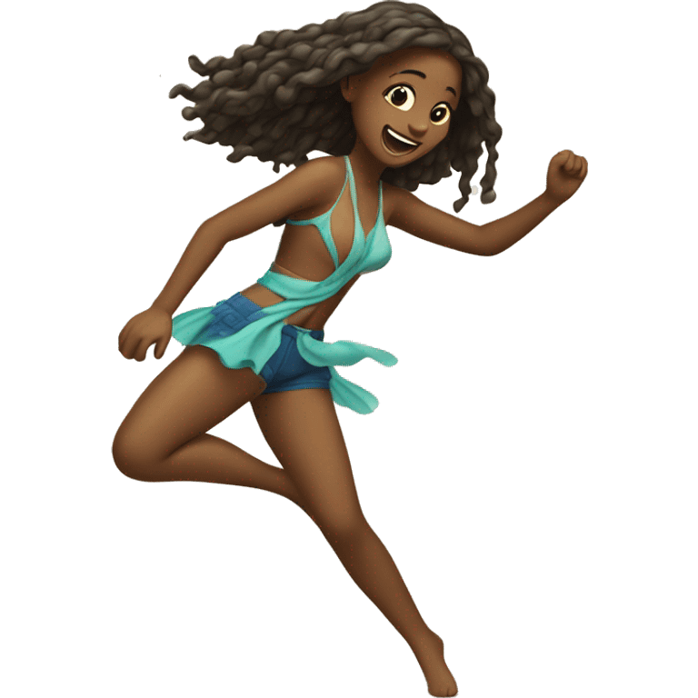 Girl Dancing in de beach  emoji