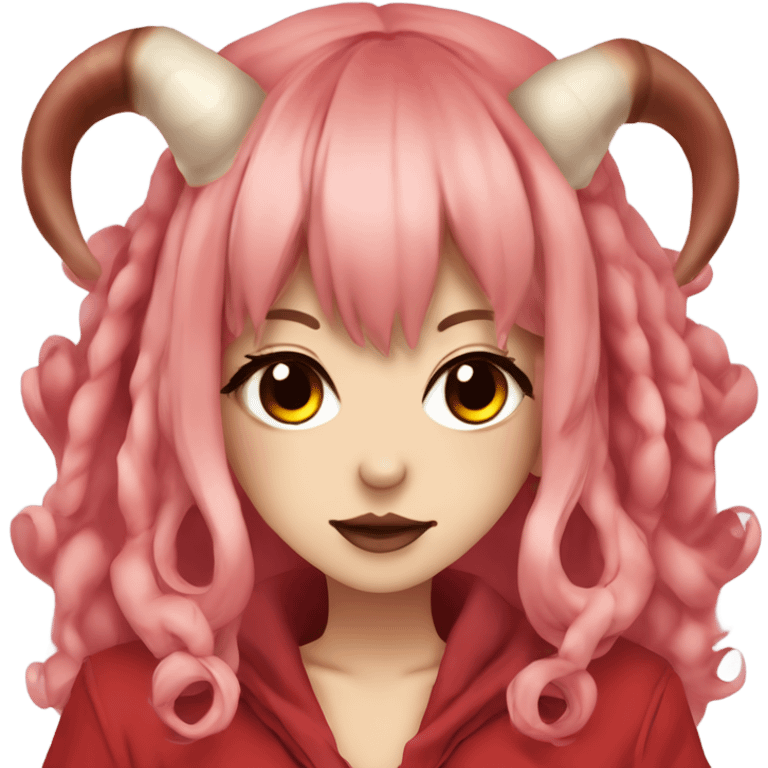 hime gyaru oni girl, red skin, horns emoji