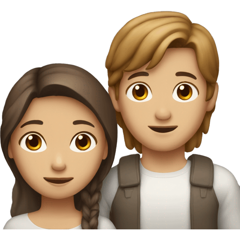 Brown haird asian girl with brown hair white guy emoji