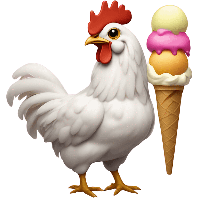 Chicken eating ice cream  emoji