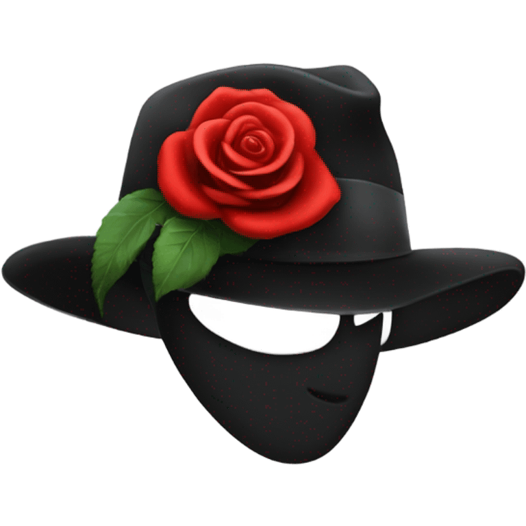 Black hat with red rose emoji