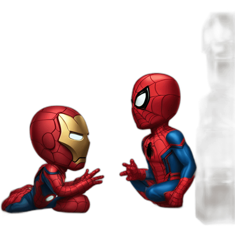 Spider-man talking with Iron man emoji