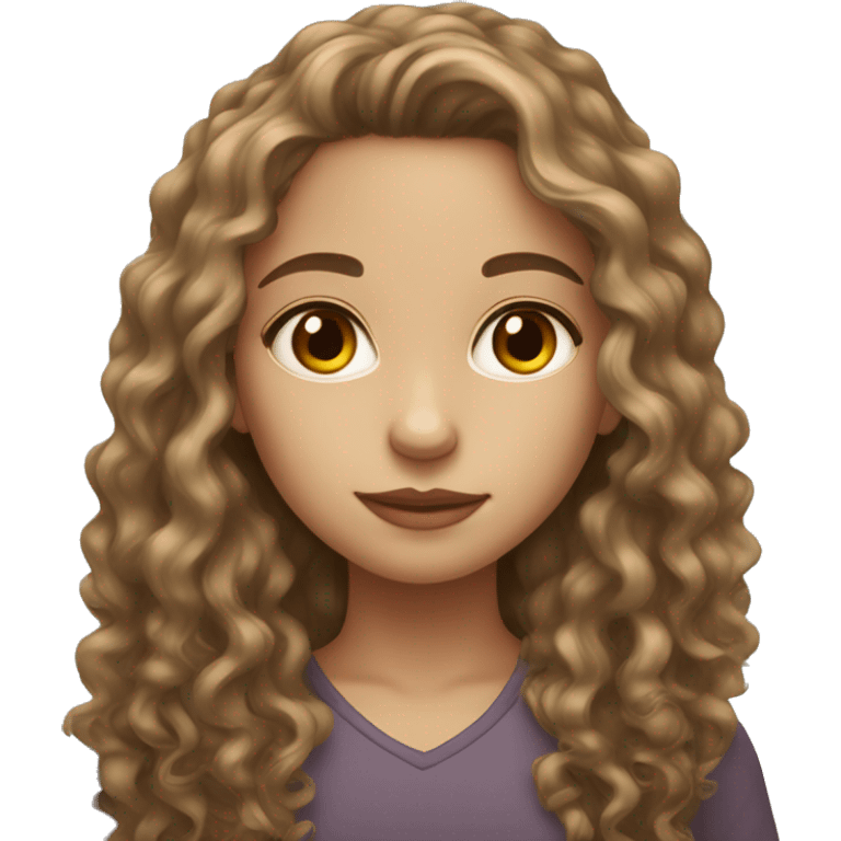 a girl with beautiful brown eyes long brown curly hair and light skinned  emoji